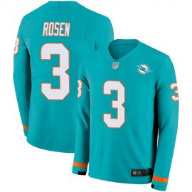 Nike Miami Dolphins #3 Josh Rosen Aqua Green Team Color Mens Stitched NFL Limited Therma Long Sleeve Jersey