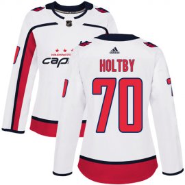 Adidas Washington Capitals #70 Braden Holtby White Road Authentic Womens Stitched NHL Jersey