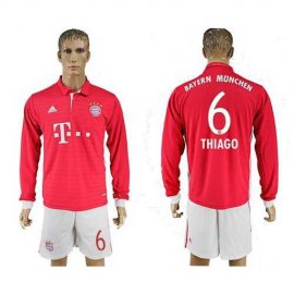 Bayern Munchen #6 Thiago Home Long Sleeves Soccer Club Jersey