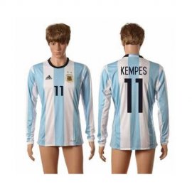 Argentina #11 Kempes Home Long Sleeves Soccer Country Jersey