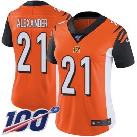 Nike Cincinnati Bengals #21 Mackensie Alexander Orange Alternate Womens Stitched NFL 100th Season Vapor Untouchable Limited Jersey