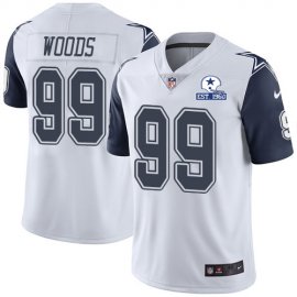 Nike Dallas Cowboys #99 Antwaun Woods White Mens Stitched With Established In 1960 Patch NFL Limited Rush Jersey