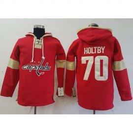 Washington Capitals #70 Braden Holtby Red Pullover Hoodie Stitched NHL Jersey