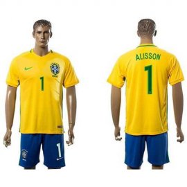 Brazil #1 Alisson Home Soccer Country Jersey
