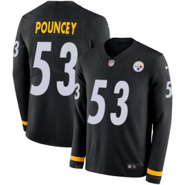 Nike Pittsburgh Steelers #53 Maurkice Pouncey Black Team Color Mens Stitched NFL Limited Therma Long Sleeve Jersey