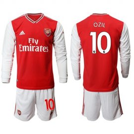 Arsenal #10 Ozil Red Home Long Sleeves Soccer Club Jersey