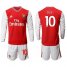 Arsenal #10 Ozil Red Home Long Sleeves Soccer Club Jersey