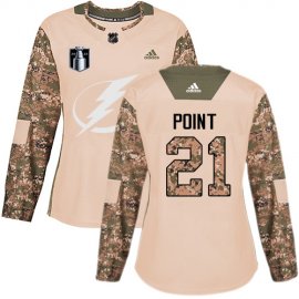Adidas Tampa Bay Lightning #21 Brayden Point Camo Authentic 2022 Stanley Cup Final Patch Womens Veterans Day Stitched NHL Jersey Womens