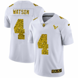 Houston Texans #4 Deshaun Watson Mens Nike Flocked Leopard Print Vapor Limited NFL Jersey White