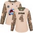 Adidas Colorado Avalanche #4 Bowen Byram Camo Womens 2022 Stanley Cup Final Patch Authentic Veterans Day Stitched NHL Jersey Womens