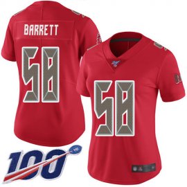 Nike Tampa Bay Buccaneers #58 Shaquil Barrett Red Womens Stitched NFL Limited Rush 100th Season Jersey