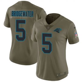 Nike Carolina Panthers #5 Teddy Bridgewater Olive Womens Stitched NFL Limited 2017 Salute To Service Jersey