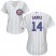Chicago Cubs #14 Ernie Banks White(Blue Strip) Home Womens Stitched MLB Jersey
