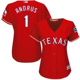Texas Rangers #1 Elvis Andrus Red Alternate Womens Stitched MLB Jersey