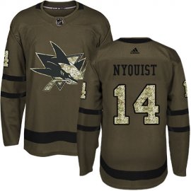 Adidas San Jose Sharks #14 Gustav Nyquist Green Salute To Service Stitched NHL Jersey