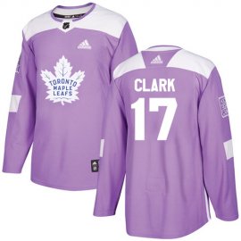 Adidas Toronto Maple Leafs #17 Wendel Clark Purple Authentic Fights Cancer Stitched NHL Jersey