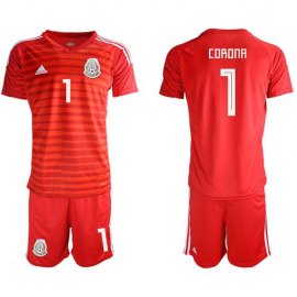Mexico #1 Corona Red Goalkeeper Soccer Country Jersey