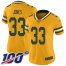 Nike Green Bay Packers #33 Aaron Jones Gold Womens Stitched NFL Limited Inverted Legend 100th Season Jersey