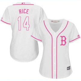 Boston Red Sox #14 Jim Rice White/Pink Fashion Womens Stitched MLB Jersey