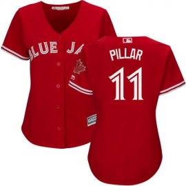 Toronto Blue Jays #11 Kevin Pillar Red Canada Day Womens Stitched MLB Jersey