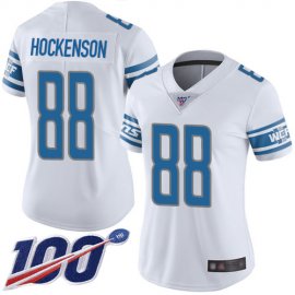 Nike Detroit Lions #88 T.J. Hockenson White Womens Stitched NFL 100th Season Vapor Limited Jersey