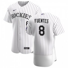 Colorado Rockies #8 Josh Fuentes Mens Nike White Home 2020 Authentic Player MLB Jersey