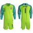 Brazil #1 Alisson Shiny Green Goalkeeper Long Sleeves Soccer Country Jersey