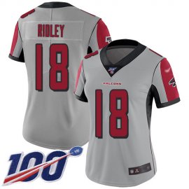 Nike Atlanta Falcons #18 Calvin Ridley Silver Womens Stitched NFL Limited Inverted Legend 100th Season Jersey