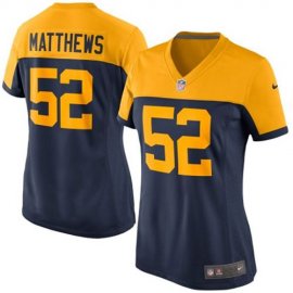 Nike Green Bay Packers #52 Clay Matthews Navy Blue Alternate Womens Stitched NFL New Elite Jersey