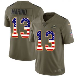 Nike Miami Dolphins #13 Dan Marino Olive/USA Flag Youth Stitched NFL Limited 2017 Salute to Service Jersey