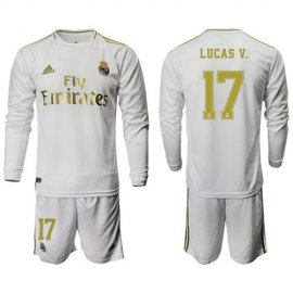 Real Madrid #17 Lucas V. White Home Long Sleeves Soccer Club Jersey