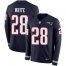 Nike New England Patriots #28 James White Navy Blue Team Color Mens Stitched NFL Limited Therma Long Sleeve Jersey