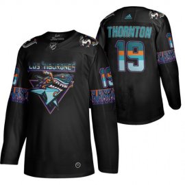 San Jose Sharks #19 Joe Thornton Mens Adidas 2020 Los Tiburones Limited NHL Jersey Black