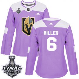 Adidas Vegas Golden Knights #6 Colin Miller Purple Authentic Fights Cancer 2018 Stanley Cup Final Womens Stitched NHL Jersey