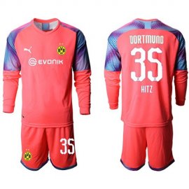Dortmund #35 Hitz Pink Goalkeeper Long Sleeves Soccer Club Jersey