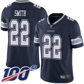 Nike Dallas Cowboys #22 Emmitt Smith Navy Blue Team Color Mens Stitched NFL 100th Season Vapor Limited Jersey