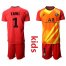 Paris Saint Germain #1 K.Navas Red Goalkeeper Kid Soccer Club Jersey