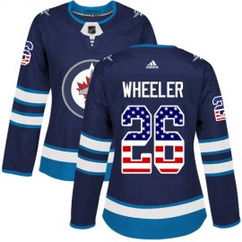 Adidas Winnipeg Jets #26 Blake Wheeler Navy Blue Home Authentic USA Flag Womens Stitched NHL Jersey