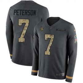 Nike Minnesota Vikings #7 Patrick Peterson Anthracite Salute to Service Mens Stitched NFL Limited Therma Long Sleeve Jersey