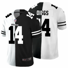 Minnesota Minnesota Vikings #14 Stefon Diggs Mens Black V White Peace Split Nike Vapor Untouchable Limited NFL Jersey