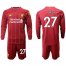 Liverpool #27 Origi Home Long Sleeves Soccer Club Jersey