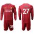 Liverpool #27 Origi Home Long Sleeves Soccer Club Jersey