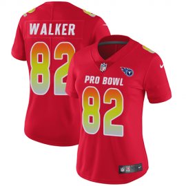 Nike Tennessee Titans #82 Delanie Walker Red Womens Stitched NFL Limited AFC 2018 Pro Bowl Jersey