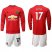 Manchester United #17 Blind Red Home Long Sleeves Soccer Club Jersey