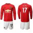 Manchester United #17 Blind Red Home Long Sleeves Soccer Club Jersey