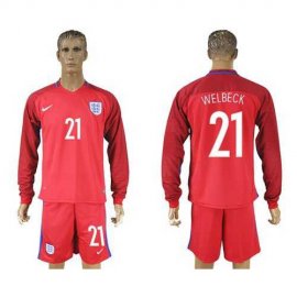 England #21 Welbeck Away Long Sleeves Soccer Country Jersey