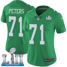 Nike Philadelphia Eagles #71 Jason Peters Green Super Bowl LII Womens Stitched NFL Limited Rush Jersey