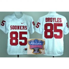 Oklahoma Sooners 85 Ryan Broyles White College Football NCAA Jersey 2014 All State Sugar Bowl Game Patch