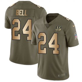 Nike Cincinnati Bengals #24 Vonn Bell Olive/Gold Mens Stitched NFL Limited 2017 Salute To Service Jersey