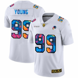 Washington Football Team #99 Chase Young Mens White Nike Multi-Color 2020 NFL Crucial Catch Limited NFL Jersey